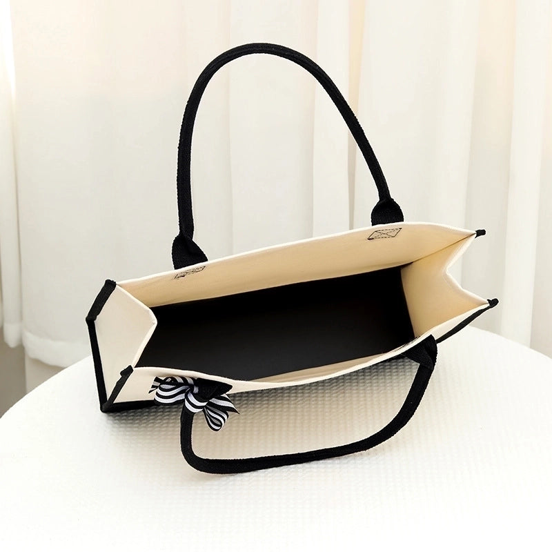 Women's Elegant Letter Flower Canvas Shopping Bags
