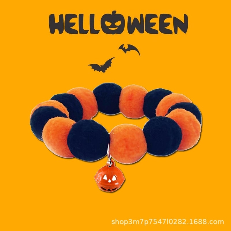 Pet Halloween Bell Kitty Dog Ball Collar Elastic Adjustable Pet Collar