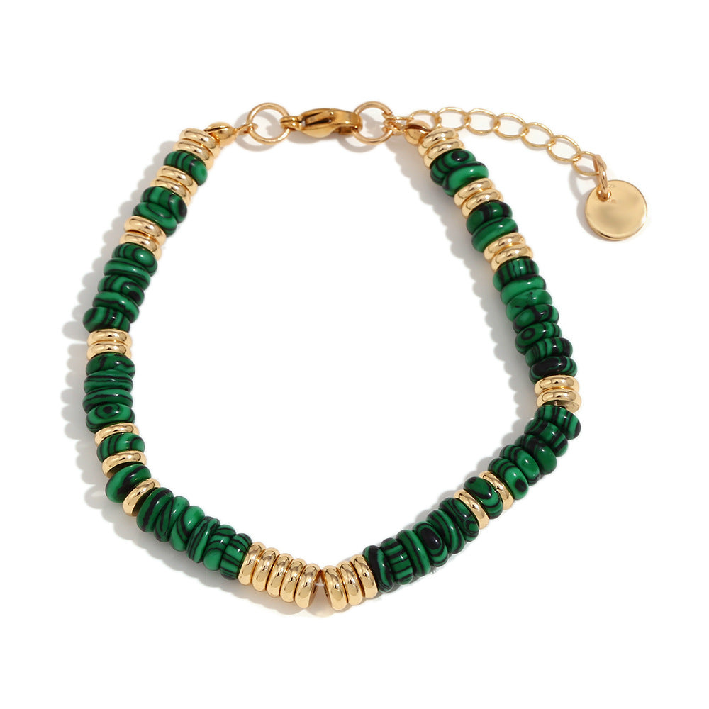Women Fashion Round Circle Geometric Stainless Steel 18K Gold Plated Bracelets