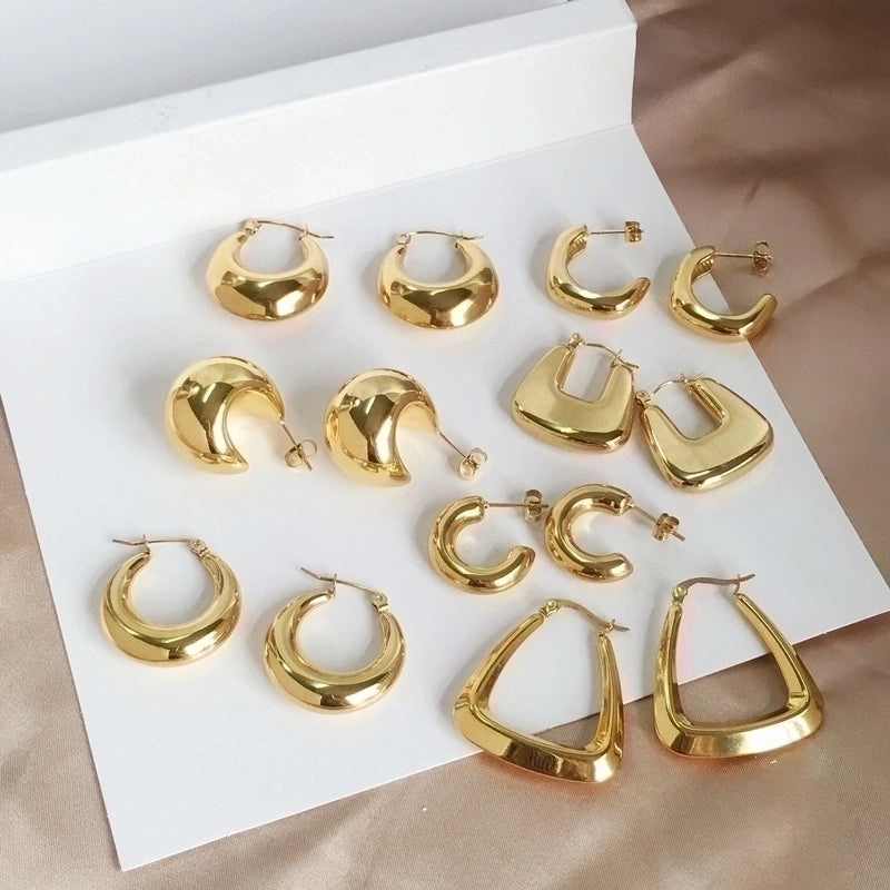 1 Pair Minimalist Solid Color Plating Stainless Steel Gold Plated Earrings