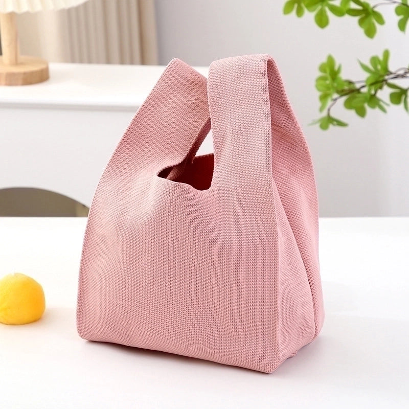Women's Small Knit Solid Color Basic Classic Style Open Handbag