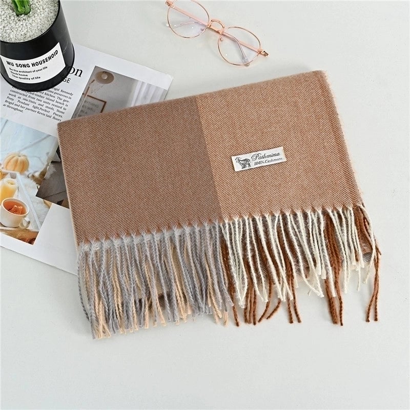 Women'S Fashion Plaid Imitation Cashmere Tassel Scarf
