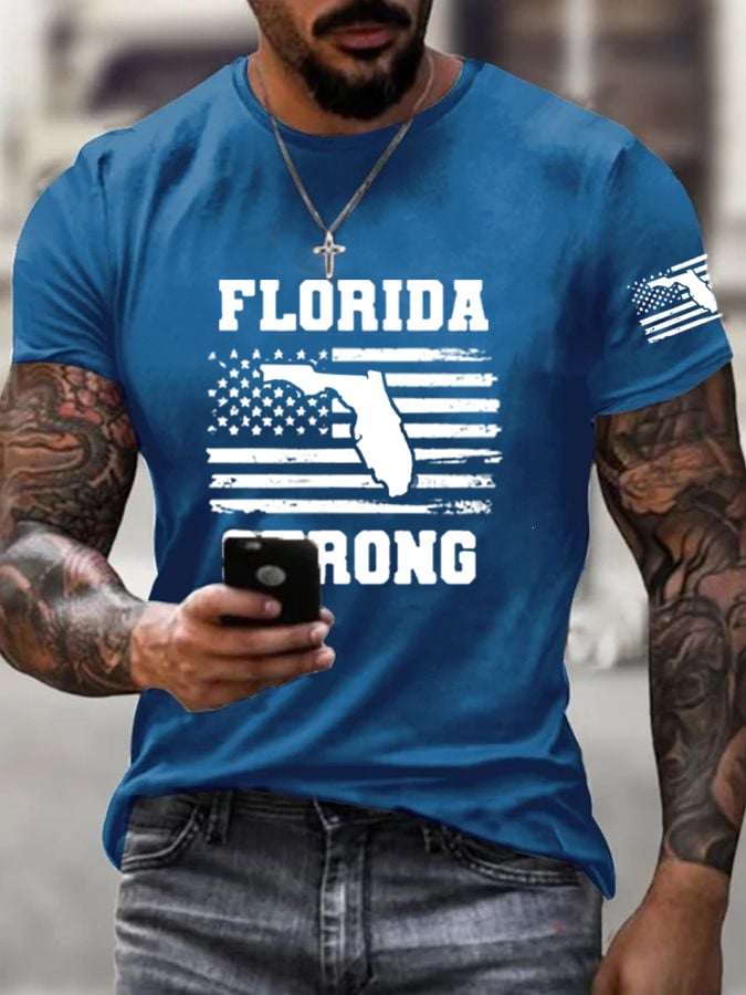 Men's Florida  Strong Mitton Hurricane Printed Casual T-Shirt