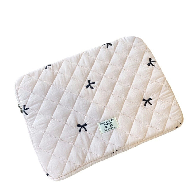 Women's Medium Nylon Bow Knot Cute Square Zipper Laptop Bag