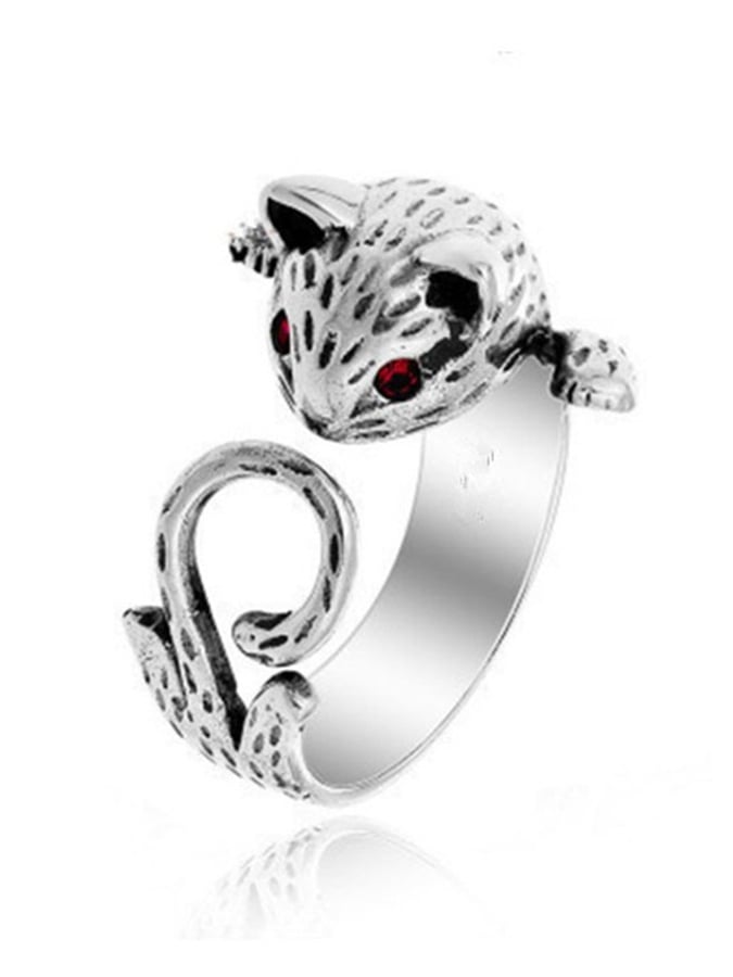 Ladies Fashionable And Personalized Geometric Cat Multi-Element Design Open Ring