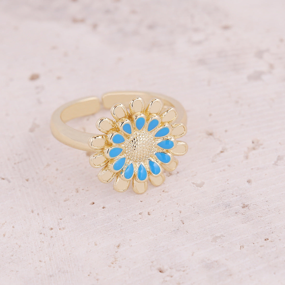 Women Little Daisy Moon Heart Copper Electroplating Rings