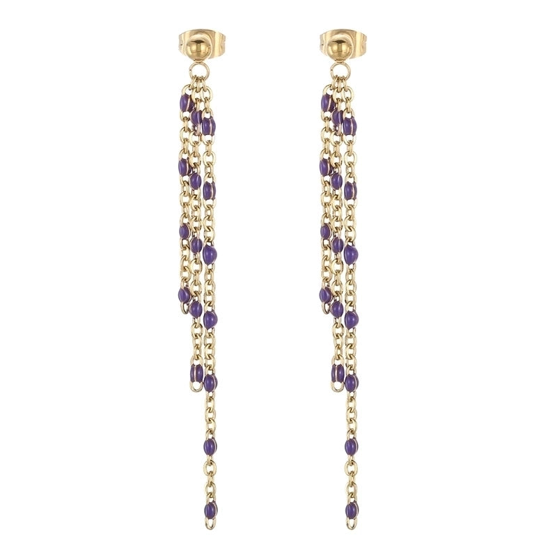 1 Pair Modern Style Tassel Plating Chain Stainless Steel 18K Gold Plated Drop Earrings