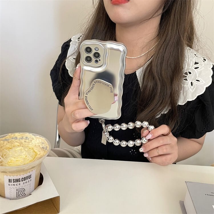 Matte Silver Pearl Bracelet Air Cushion Case for iPhone
