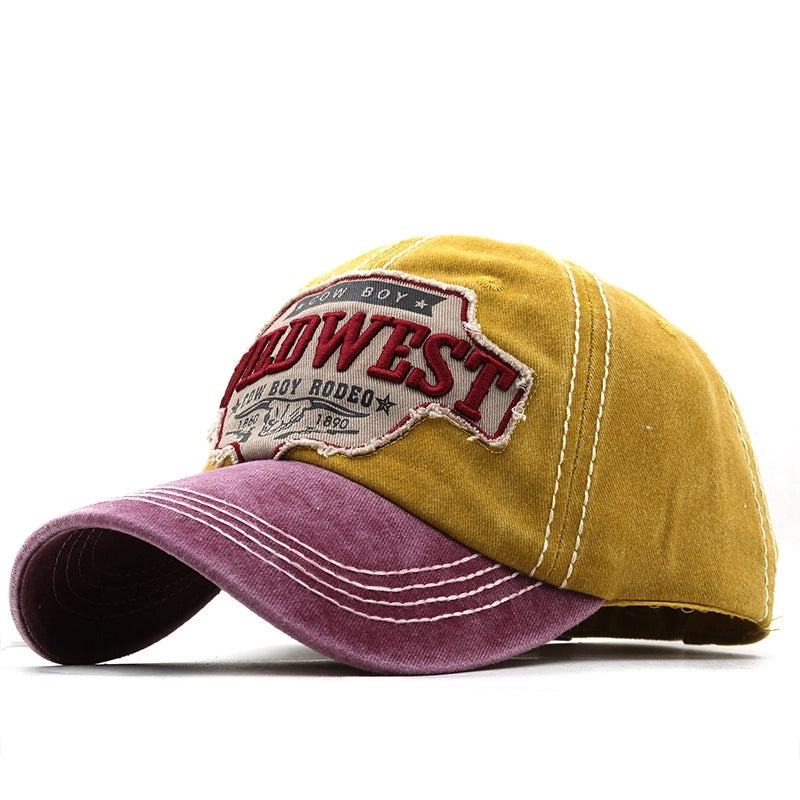 Unisex Retro Letter Color Block Curved Eaves Baseball Cap
