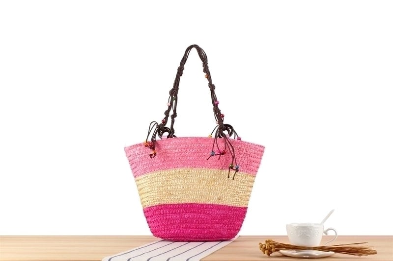Women's Large Straw Star Cute Vegetable Basket Type Zipper Underarm Bag