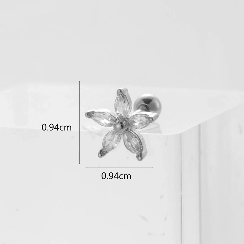 Ear Cartilage Rings & Studs Flower 316L Stainless Steel  Copper Inlaid Zircon