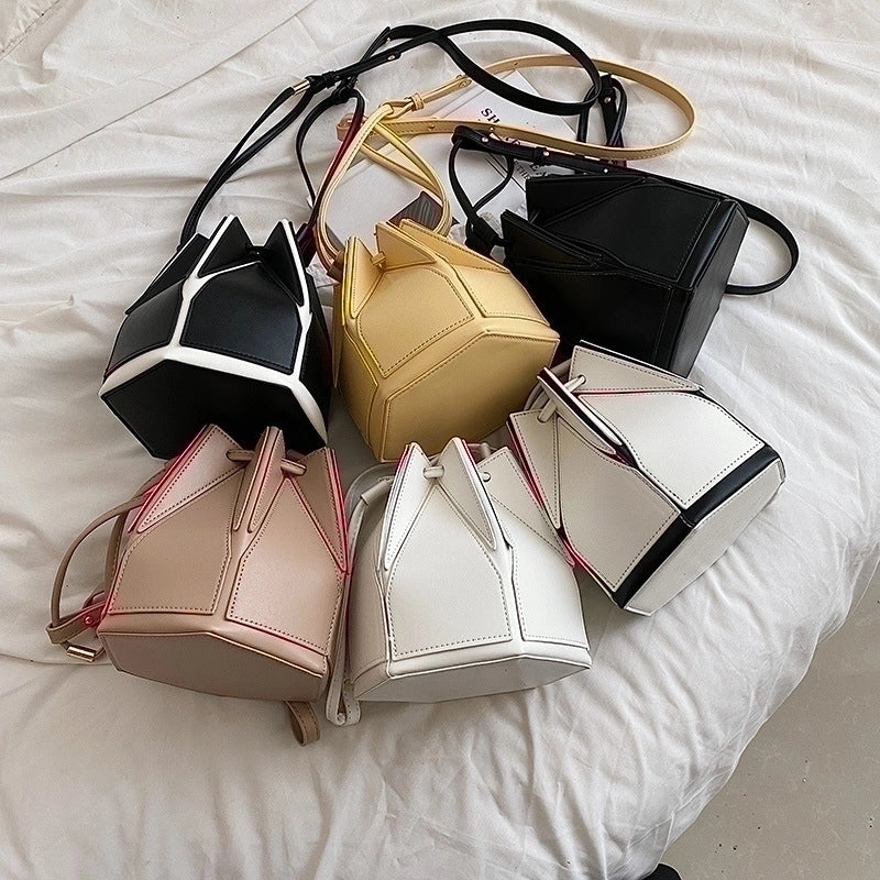 Women's Small Pu Leather Solid Color Streetwear Cylindrical String Bucket Bag