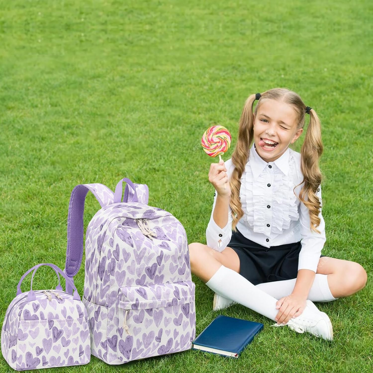Bluboon School Backpack Teens Girls Boys Kids School Book Bags with Lunch Box Pencil Bag