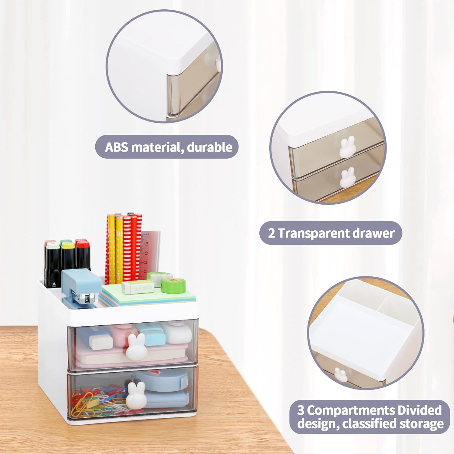 Small Desk Organizer With Drawer. Office Desktop Storage Box. Stationery/Makeup Organizer Storage Box