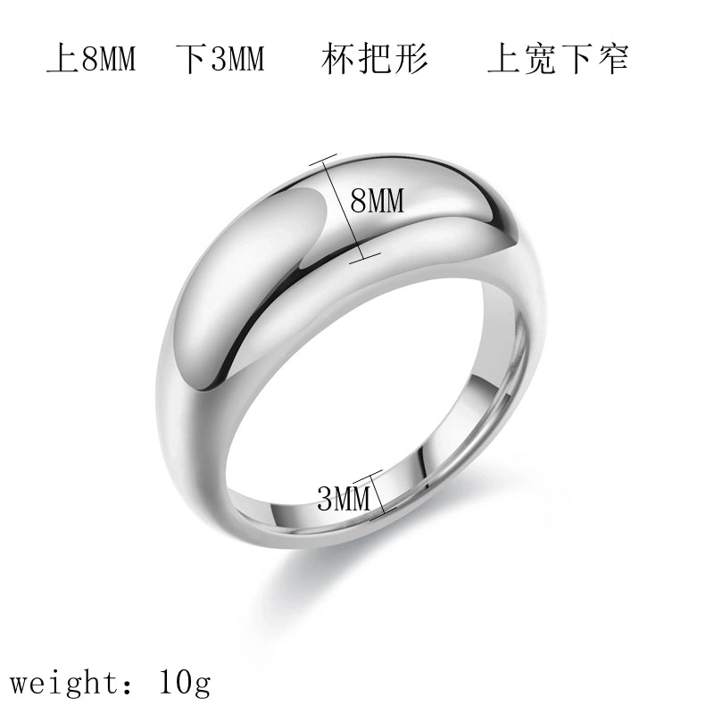 Minimalist Classic Style Solid Color Titanium Steel 18K Gold Plated Polishing Plating Rings