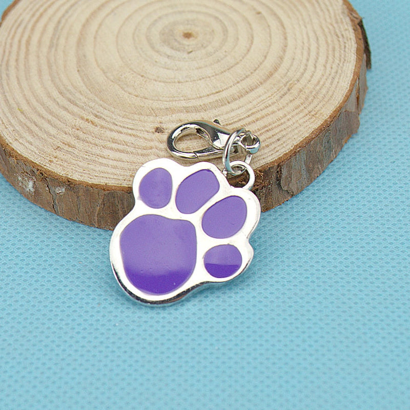Simple Cute Dog's Footprints Pattern Stainless Steel Pet Collar Accessories