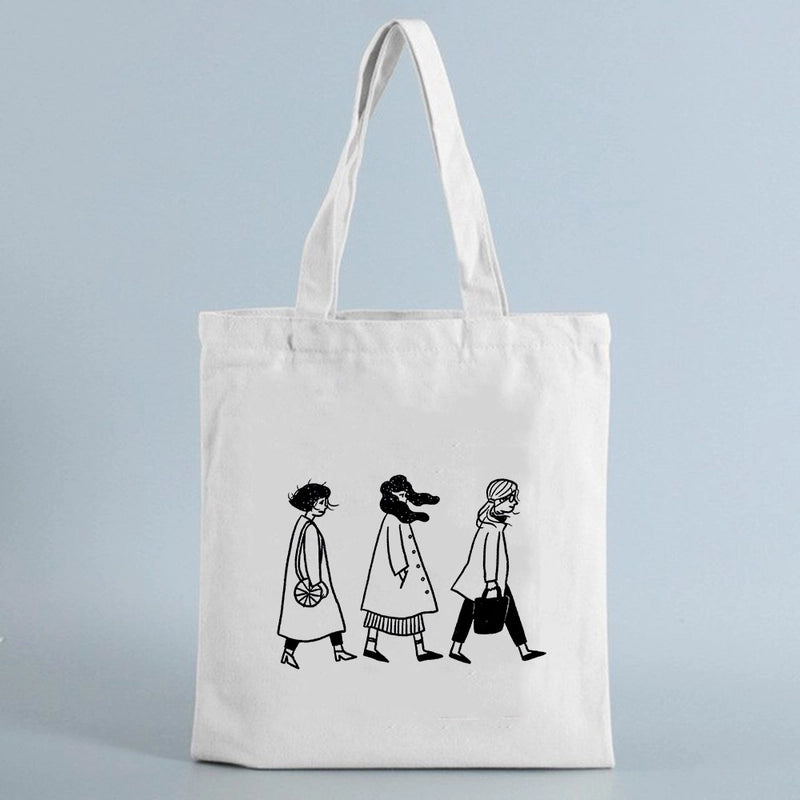 Women's Small Canvas Human Elegant Square Open Canvas Bag