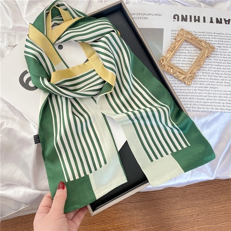 Women's Elegant Geometric Satin Printing Silk Scarf