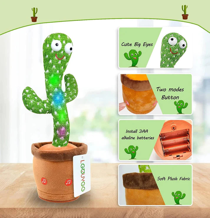 Dancing Shaking Cactus Toy with Recording and Singing of Songs