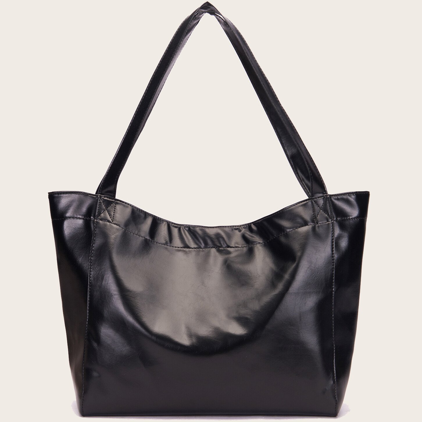 Women's Large Soft Leather Tote Bag With Pocket