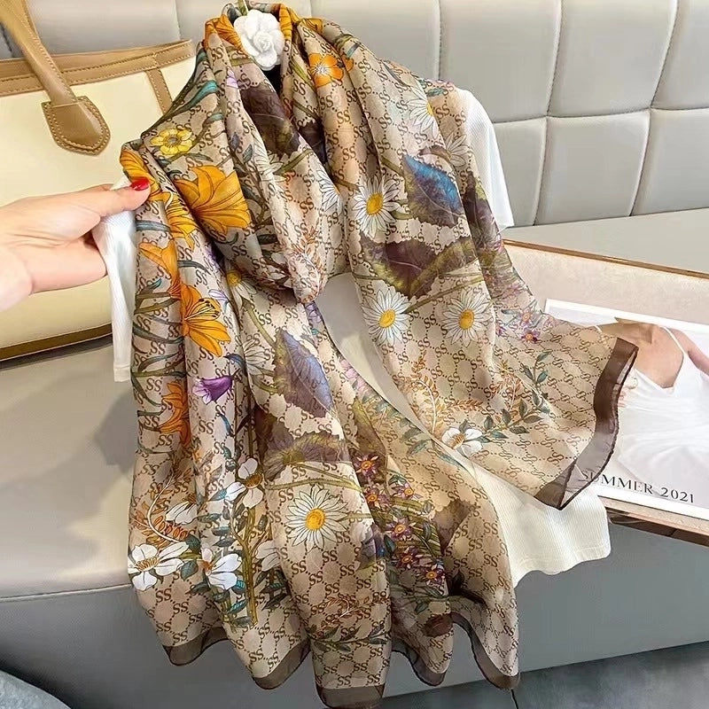 Women's Elegant Geometric Satin Silk Scarf