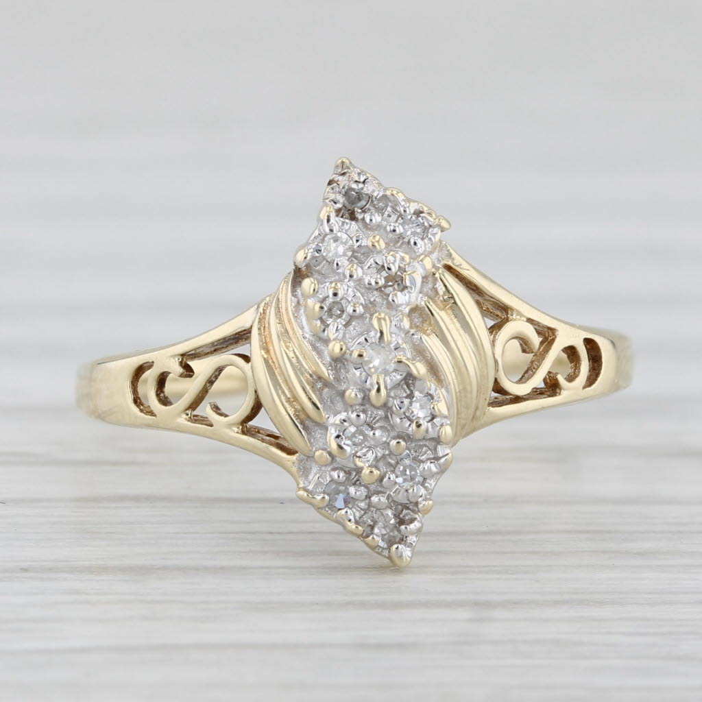 Diamond Clusters Bypass Ring 10k Yellow Gold Size 6.5