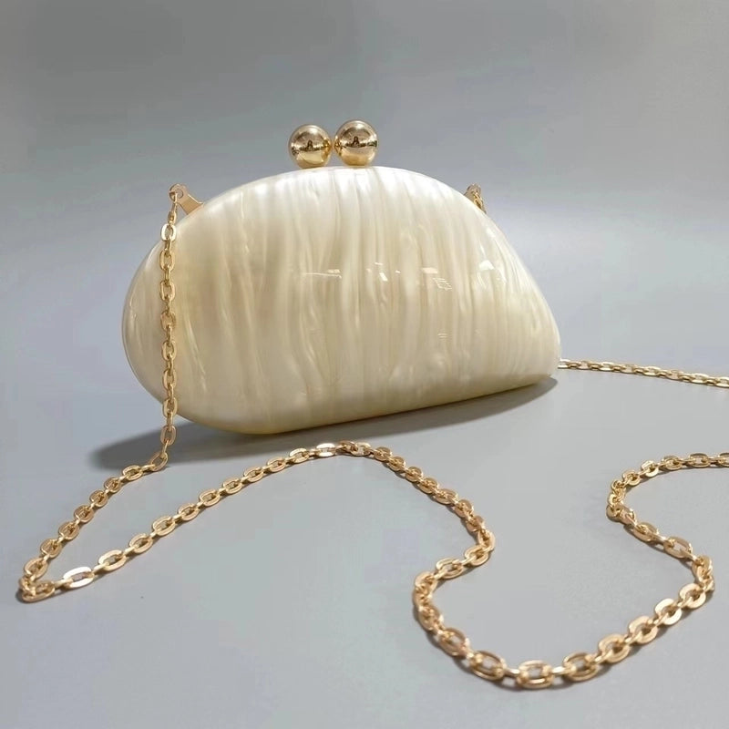 Green Arylic Solid Color Dumpling Shape Evening Bags