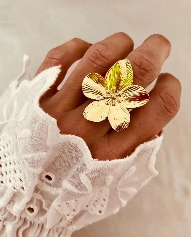 INS Style Flower Butterfly 304 Stainless Steel Turquoise 18K Gold Plated Plating Inlay Rings Earrings