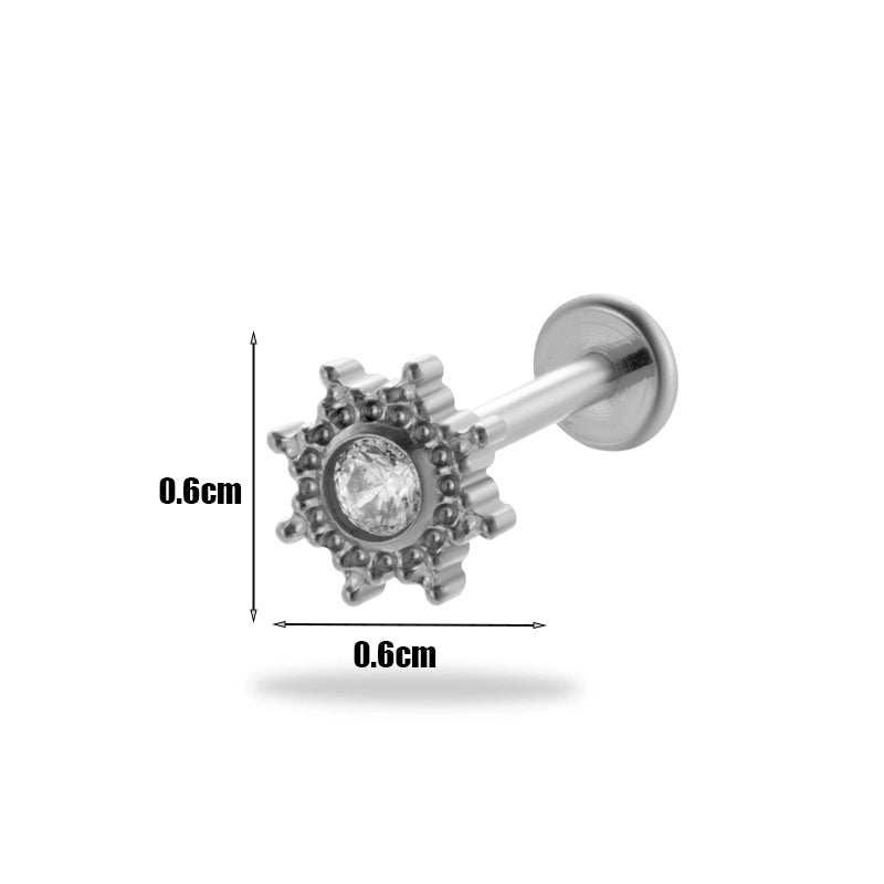 1 Piece Ear Cartilage Rings & Studs Minimalist  Flower Butterfly Pure Titanium Plating Inlay Zircon