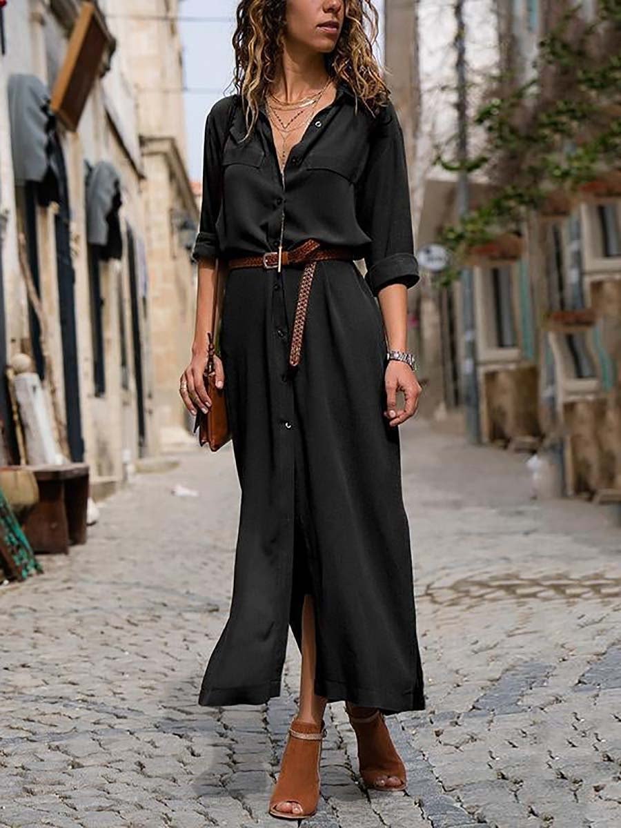 Fashionable Loose Long Sleeved Maxi Dress