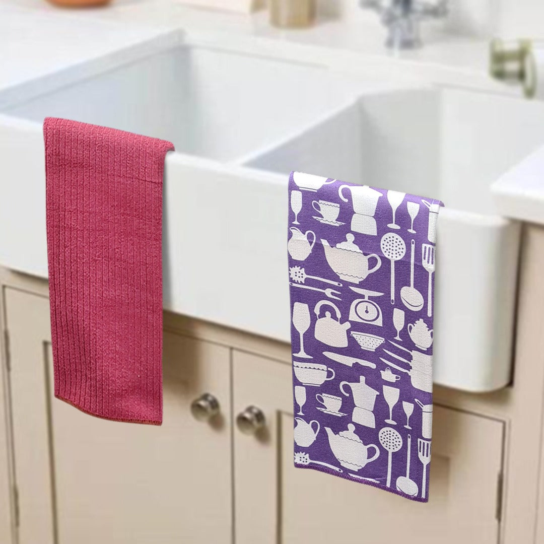 Pink & Purple Microfiber Cleaning Towels Set (2pcs)