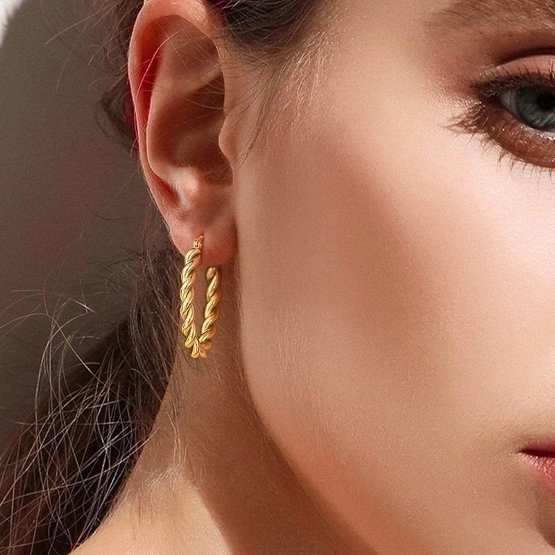 1 Pair Minimalist C Shape Plating 201 Stainless Steel Hoop Earrings Ear Studs