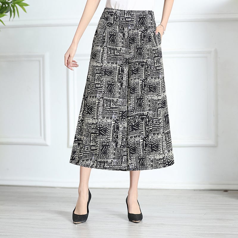 (Hot Sale-49% OFF) Women's High Elastic Waist Pleated Chiffon Wide Leg Culottes