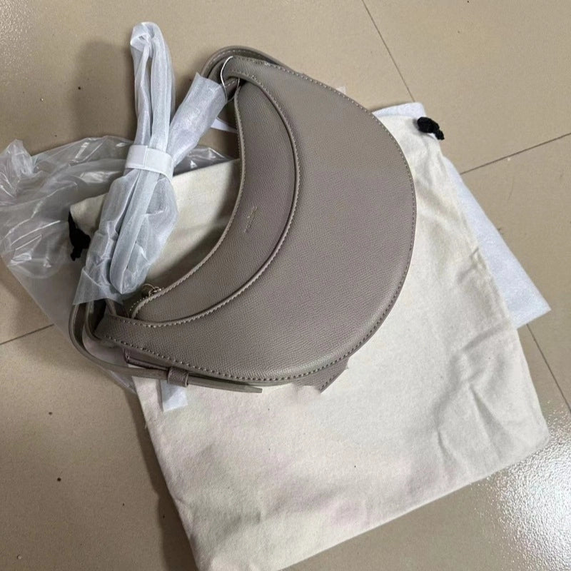 Women's Leather Solid Color Basic Classic Style Dumpling Shape Zipper Cloud Shape Bag Shoulder Bag Underarm Bag