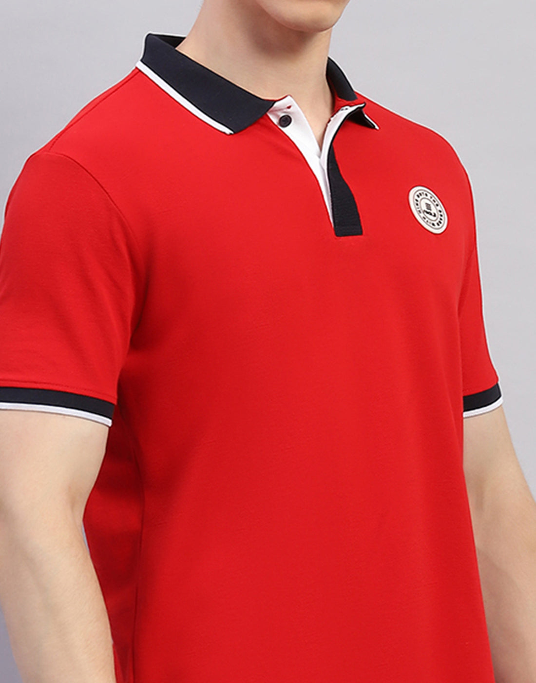 Men Red Solid Polo Collar Half Sleeve T-Shirt