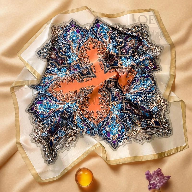 Women's Casual Elegant Minimalist Printing Satin Printing Silk Scarf
