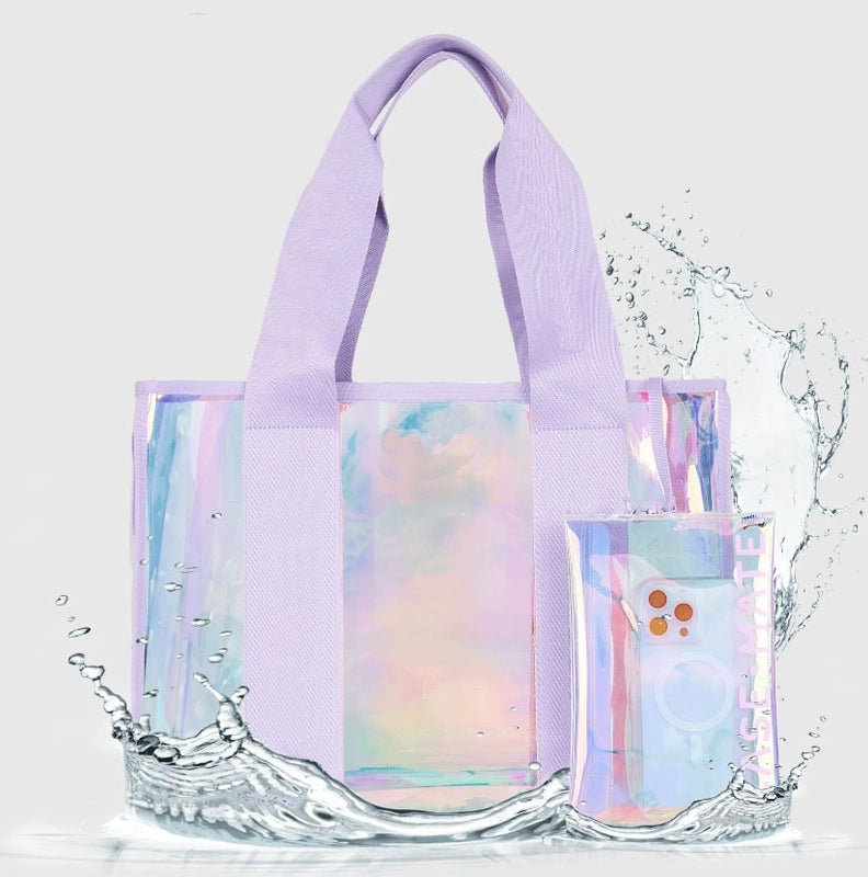 Women's PVC Square Basic Square Open Handbag Beach Bag
