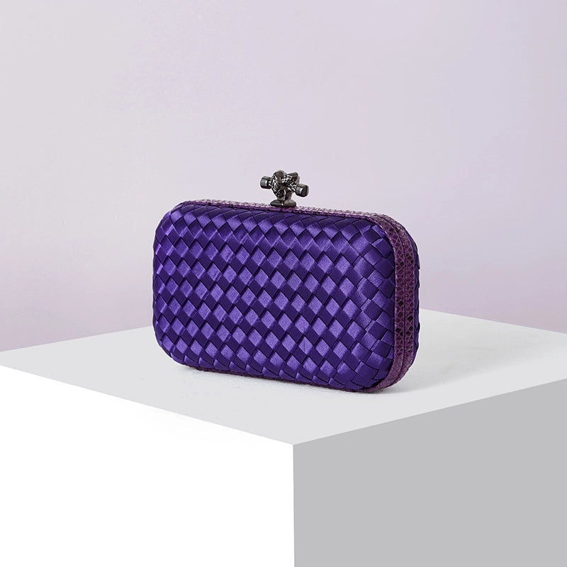 Factory Direct Sales Silk Hand-woven Women's Clutch Crossbody Simple Evening Bag Chain Pouch