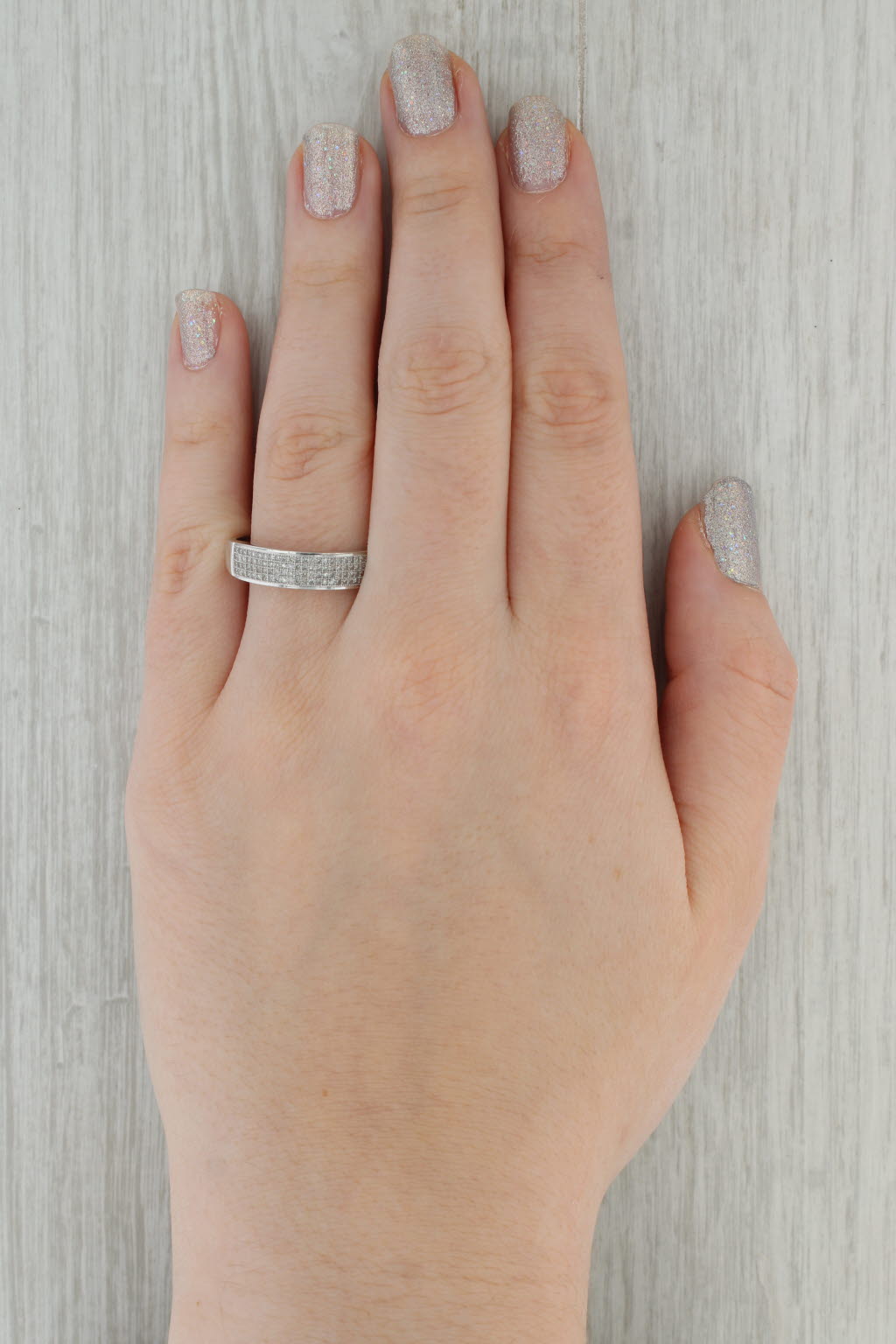 0.25ctw Diamond Men's Ring 10k White Gold Wedding Band Size 12.5
