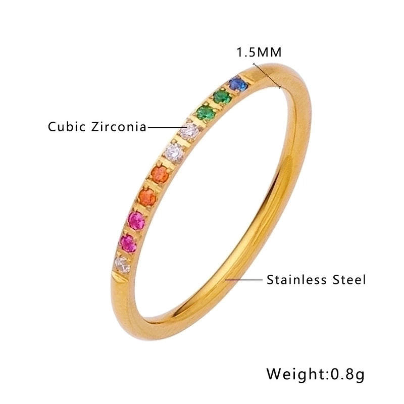 Minimalist Geometric Titanium Steel Polishing Plating Inlay Zircon Rings