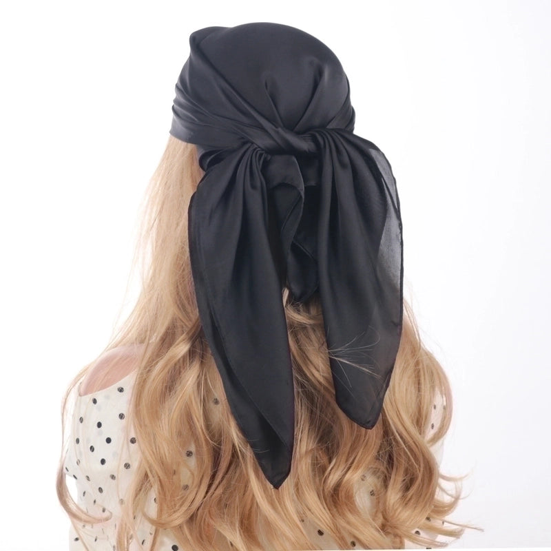 Women's Elegant Solid Color Satin Printing Silk Scarf