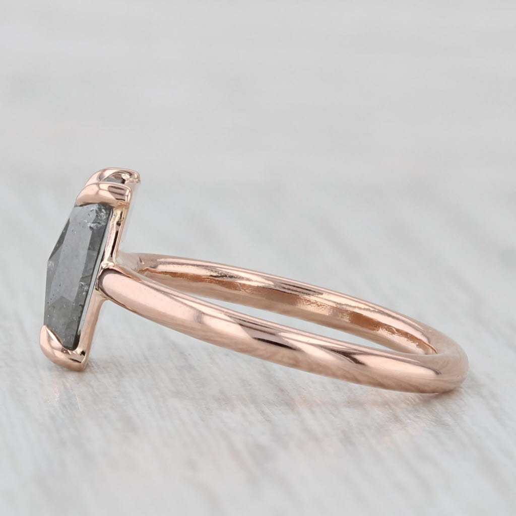New Custom 1.58ct Galaxy Diamond Solitaire Ring 14k Rose Gold Size 6 Rose Cut