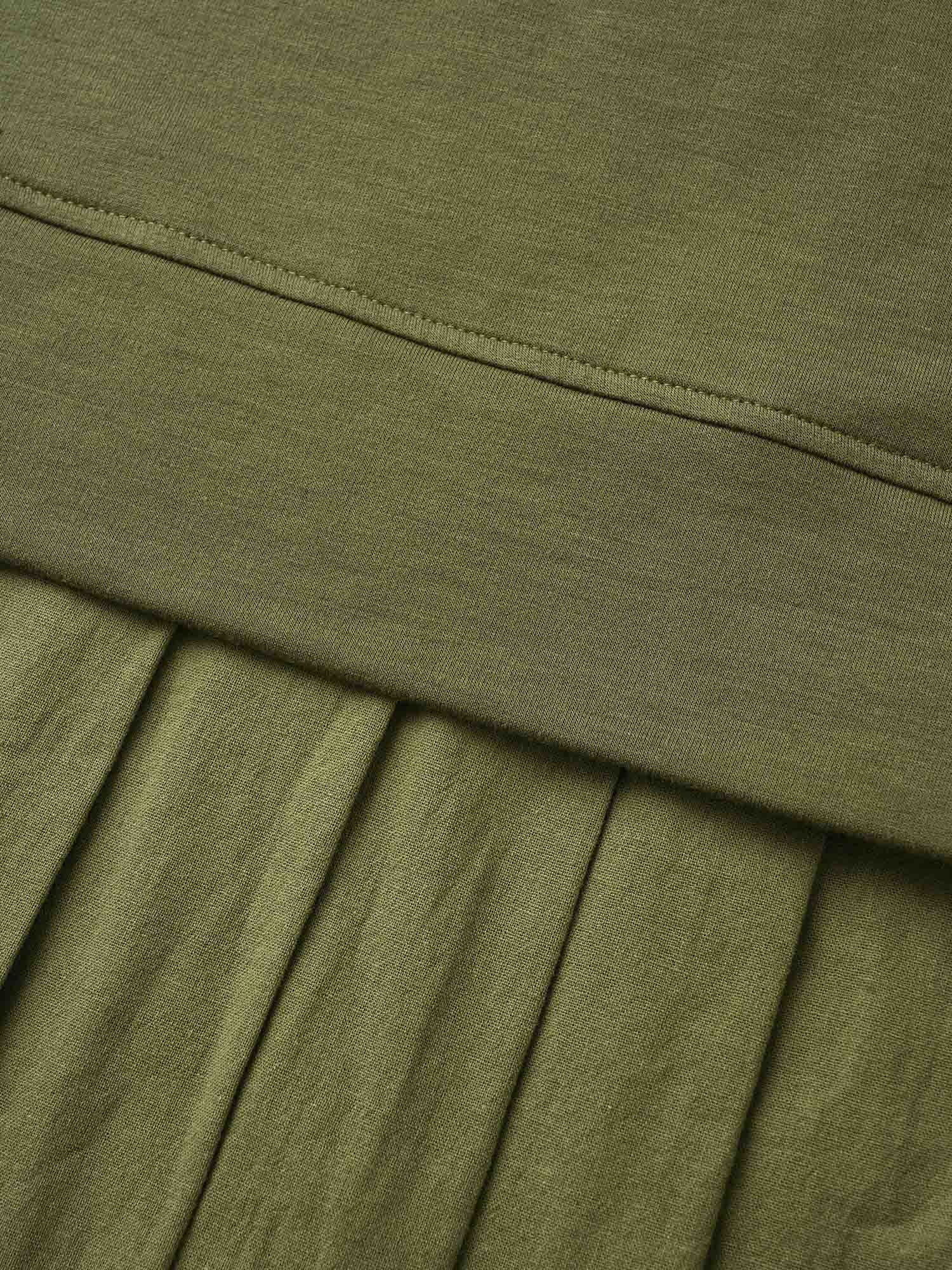 Patchwork Pleated Hooded Drawstring Dress