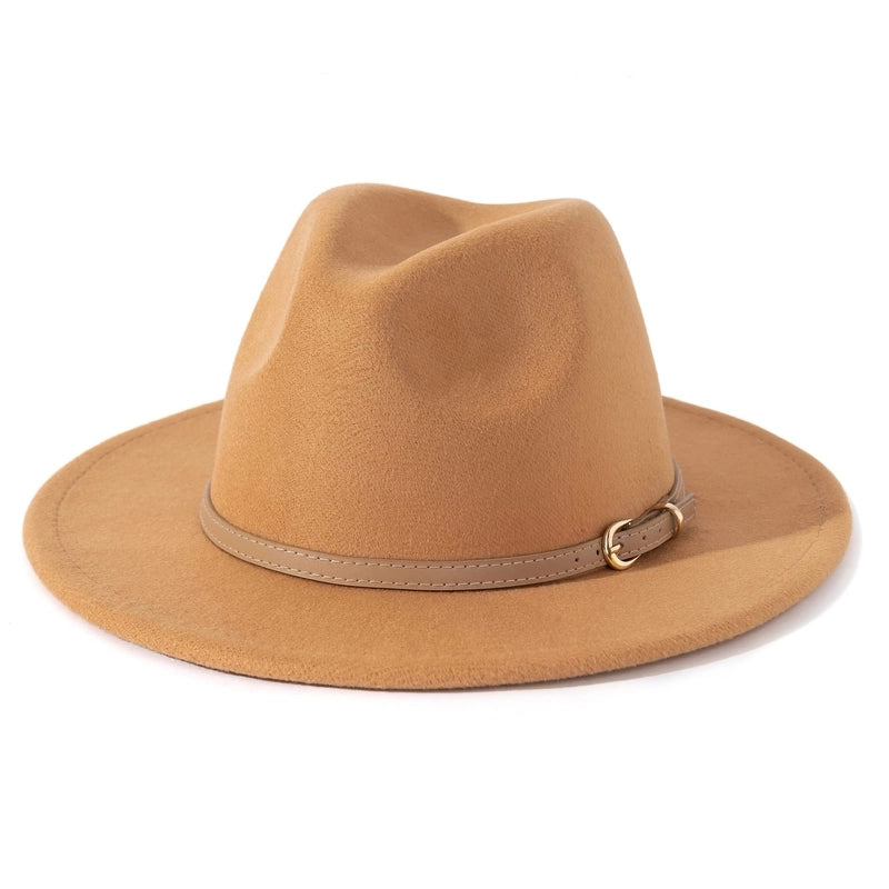Fashion Flat Top Hat Women's British French Socialite Elegant Felt Hat Autumn And Winter Warm Jazz Hat Men's