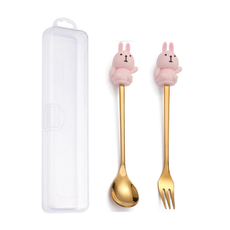 Christmas Cute Animal Santa Claus Stainless Steel Tableware 2 Pieces