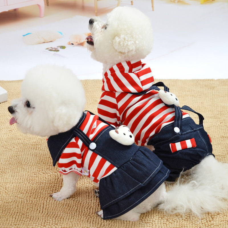 Bear Striped Dog Cat Jumpsuit/Dress