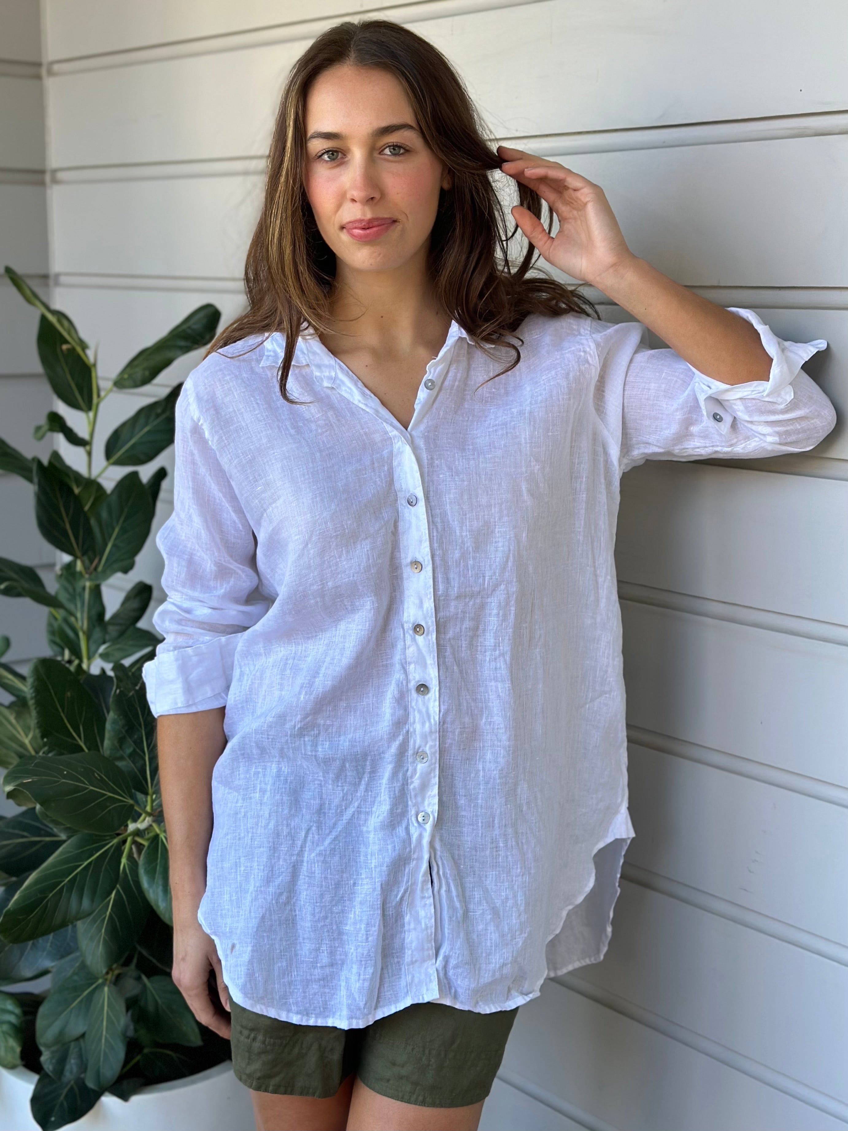skyla shirt - white linen