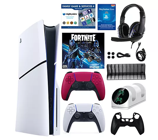 Soon to be sold out!!💝Last Day For Clearance✨💥PS5 Slim 1TB Disc or Digital Console with Fortnite Accs & 2 Controllers