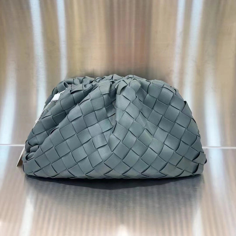 Black Grey Ivory Pu Leather Solid Color Weave Cloud Shape Clutches