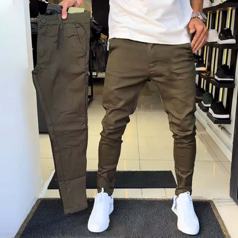 Men’s Slim-Fit Casual Solid Color Pants